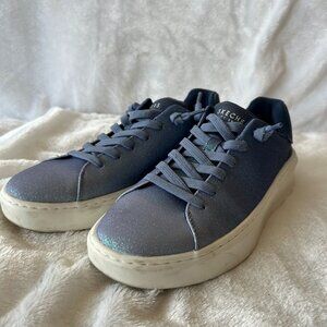 Skechers Court Break Sneakers‎ Womens 8 Memory Foam Blue Purple Sparkle Slip On